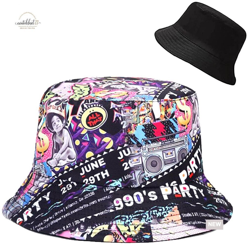 Reversible Cotton Bucket Hat Unisex Sun Protection Foldable Travel